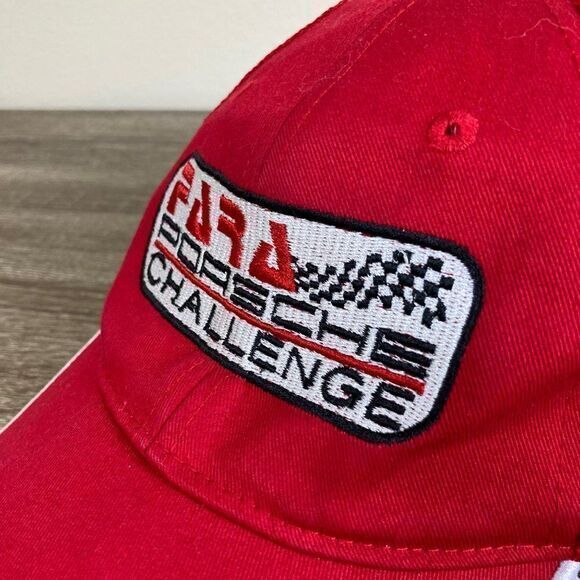 Fara Porsche Challenge 2018 Racing Hat Red Strapback Embroidered Cap Unisex - Picture 4 of 14